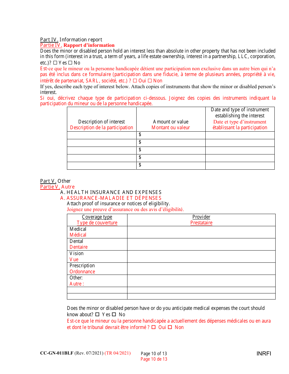 Form CC-GN-011BLF Inventory and Information Report - Maryland (English / French), Page 10