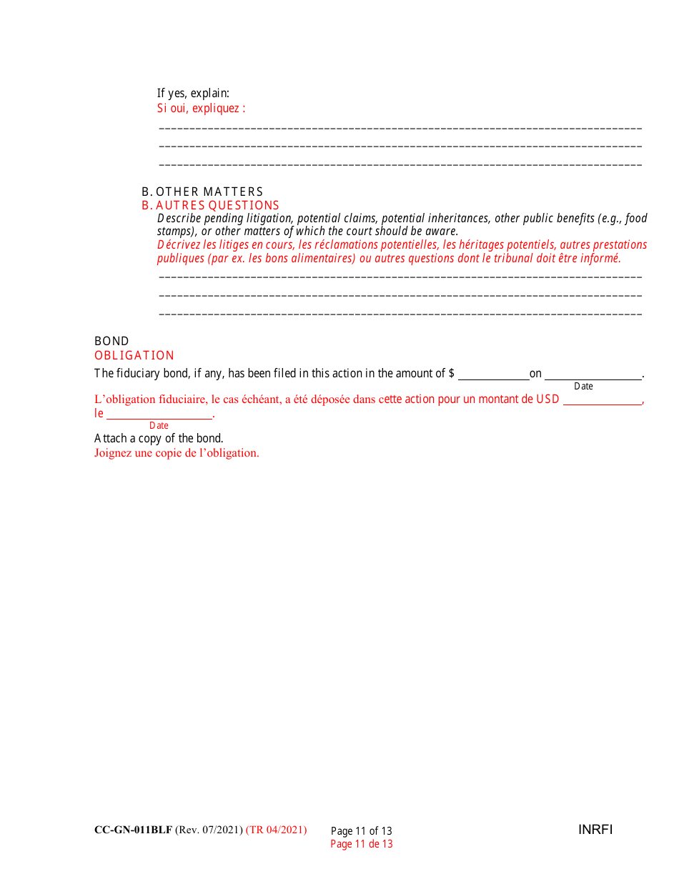 Form CC-GN-011BLF Inventory and Information Report - Maryland (English / French), Page 11