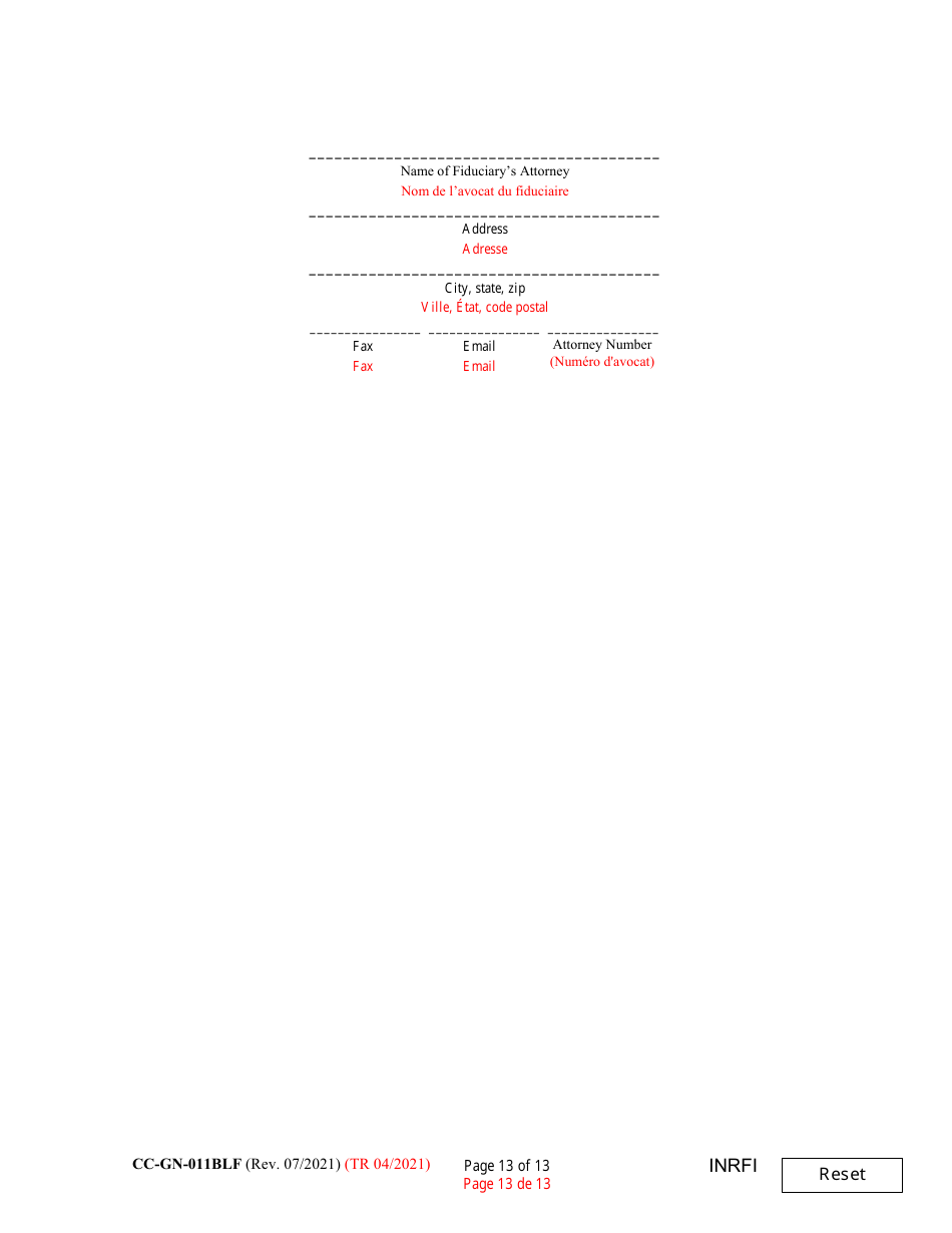Form CC-GN-011BLF Inventory and Information Report - Maryland (English / French), Page 13