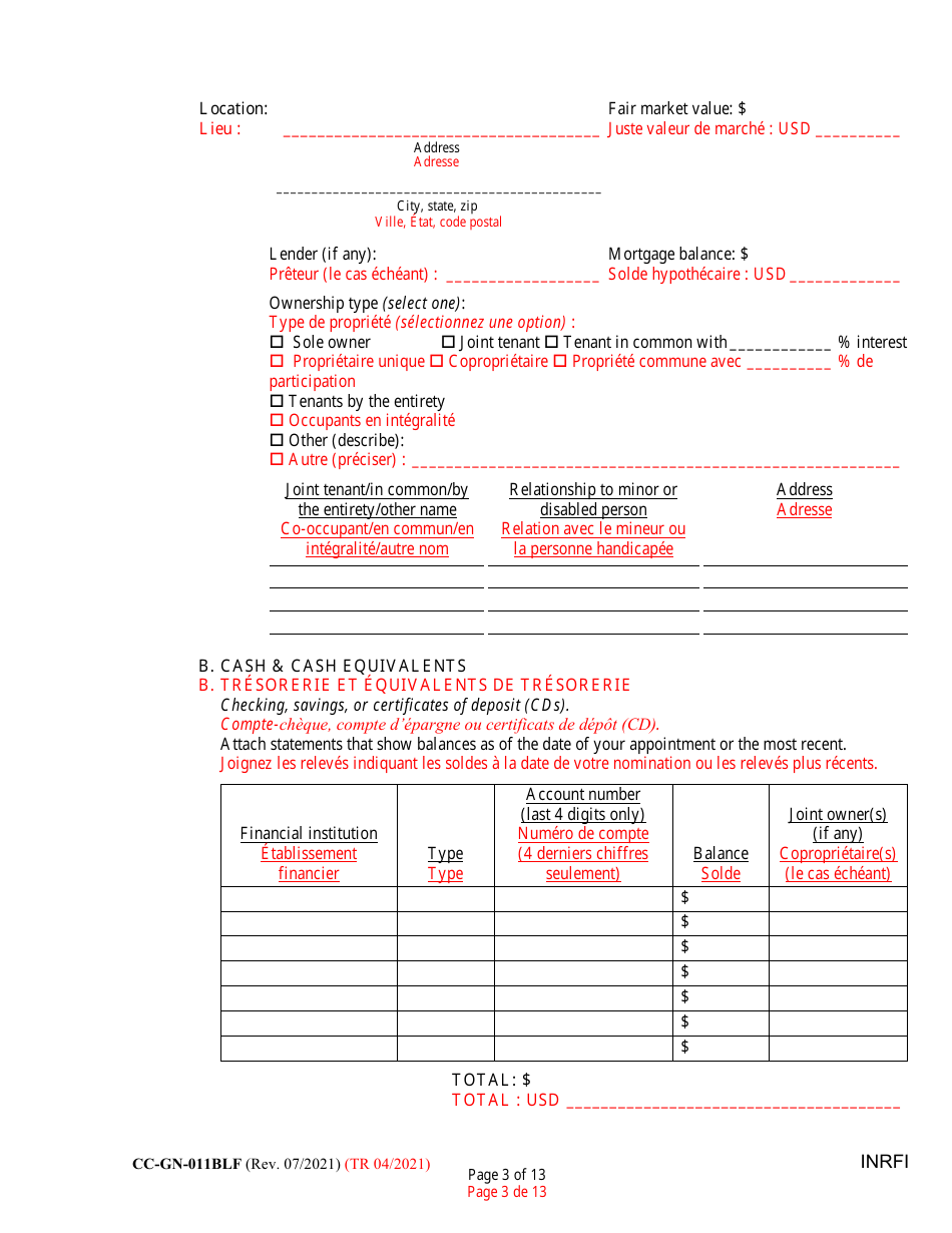 Form CC-GN-011BLF Inventory and Information Report - Maryland (English / French), Page 3