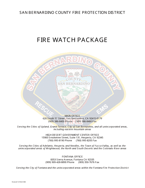 Fire Watch Package - San Bernardino County, California Download Pdf