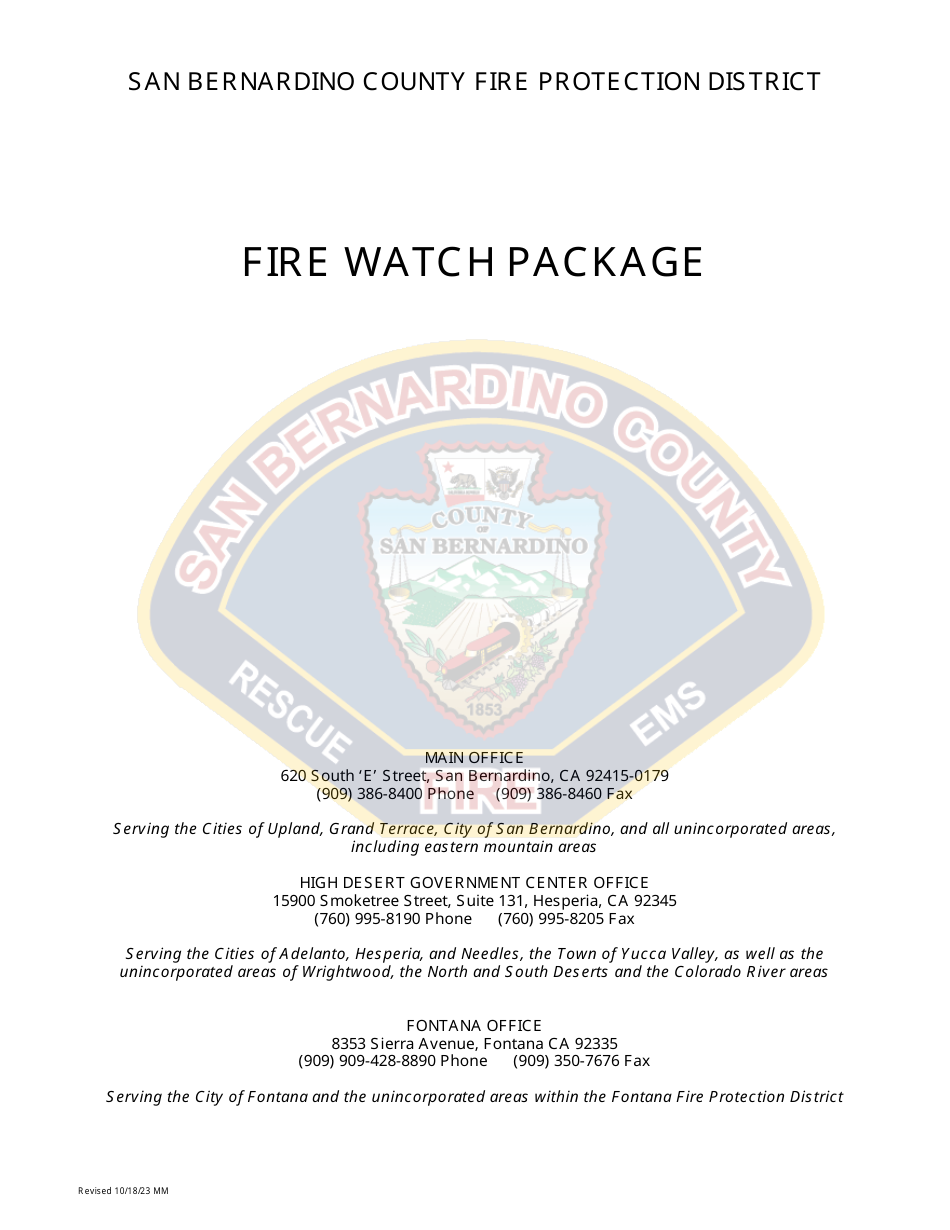 Fire Watch Package - San Bernardino County, California, Page 1