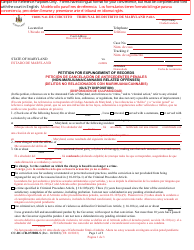Form CC-DC-CR-072BBLS Petition for Expungement of Records (Non-marijuana/Cannabis Related Offenses) (Guilty Disposition) - Maryland (English/Spanish)