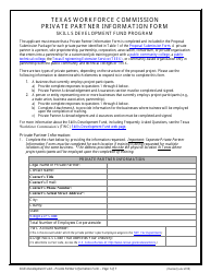 Private Partner Information Form - Skills Development Fund Program - Texas