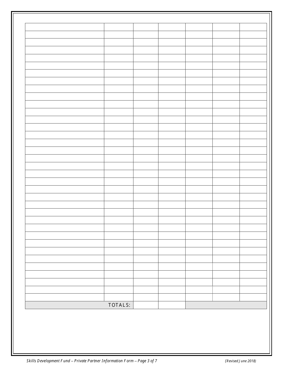 Private Partner Information Form - Skills Development Fund Program - Texas, Page 3