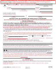 Document preview: Form CC-DC-053BLS Petition to Seal or Otherwise Limit Inspection of a Case Record - Maryland (English/Spanish)