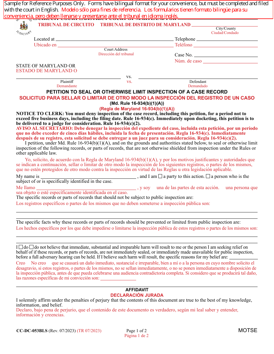 Form CC-DC-053BLS - Fill Out, Sign Online and Download Printable PDF ...