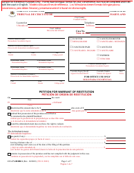 Form CC-CV-081BLS Peticion De Orden De Restitucion - Maryland (English/Spanish)