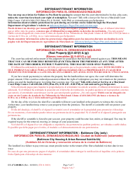 Form CC-CV-081BLS Peticion De Orden De Restitucion - Maryland (English/Spanish), Page 5
