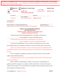 Document preview: Form CC-GN-005-BLS Notice to Interested Person - Maryland (English/Spanish)