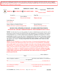 Document preview: Form CC-GN-032BLS Motion for Appropriate Relief - Guardianship Proceeding - Maryland (English/Spanish)