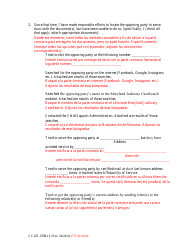 Form CC-DR-070BLS Motion for Alternate Service and Affidavit - Maryland (English/Spanish), Page 2