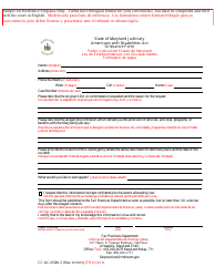 Document preview: Form CC-DC-050BLS Americans With Disabilities Act Grievance Form - Maryland (English/Spanish)