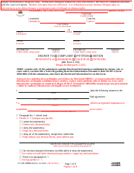 Form CC-DR-050BLS Answer to Complaint/Petition/Motion - Maryland (English/Spanish)