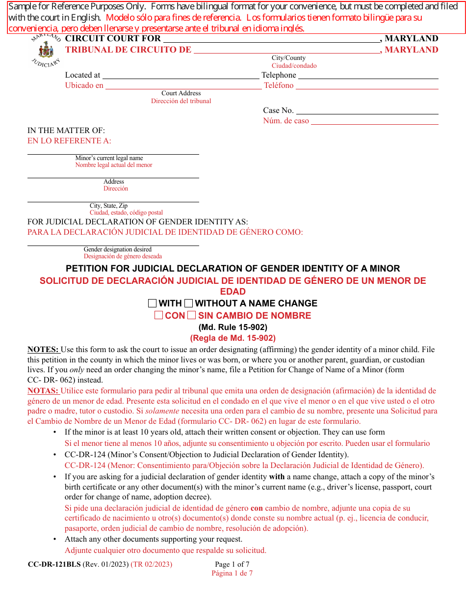 Form CCDR121BLS Fill Out, Sign Online and Download Fillable PDF