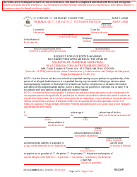 Form CC-GN-048BLS Request for Expedited Hearing in Connection With Medical Treatment - Maryland (English/Spanish)