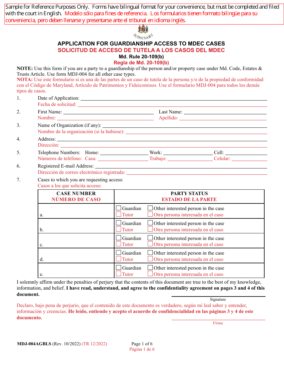 Form MDJ-004AGBLS - Fill Out, Sign Online and Download Fillable PDF ...