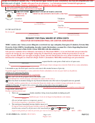 Document preview: Form CC-DC-090BLS Request for Final Waiver of Open Costs - Maryland (English/Spanish)