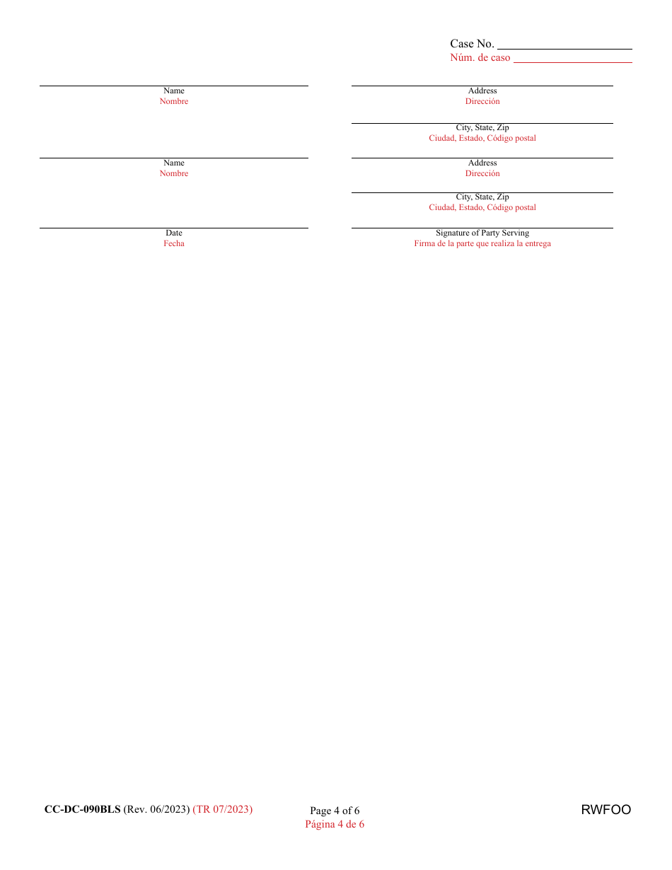 Form CC-DC-090BLS Request for Final Waiver of Open Costs - Maryland (English / Spanish), Page 4