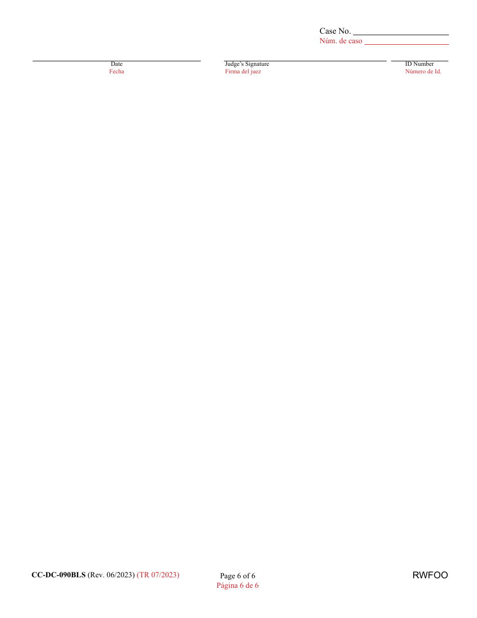 Form CC-DC-090BLS Request for Final Waiver of Open Costs - Maryland (English / Spanish), Page 6