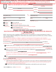 Document preview: Form DC-CV-033BLS Request for Show Cause Order for Contempt - Maryland (English/Spanish)