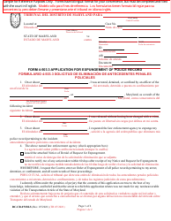 Document preview: Form DC-CR-071BLS Application for Expungement of Police Record - Maryland (English/Spanish)