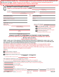 Form DC-CV-060BLS Request for Writ of Garnishment of Property Other Than Wages - Maryland (English/Spanish)