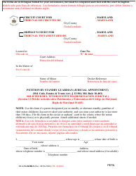 Document preview: Form CC-GN-042BLS Petition by Standby Guardian (Judicial Appointment) - Maryland (English/Spanish)