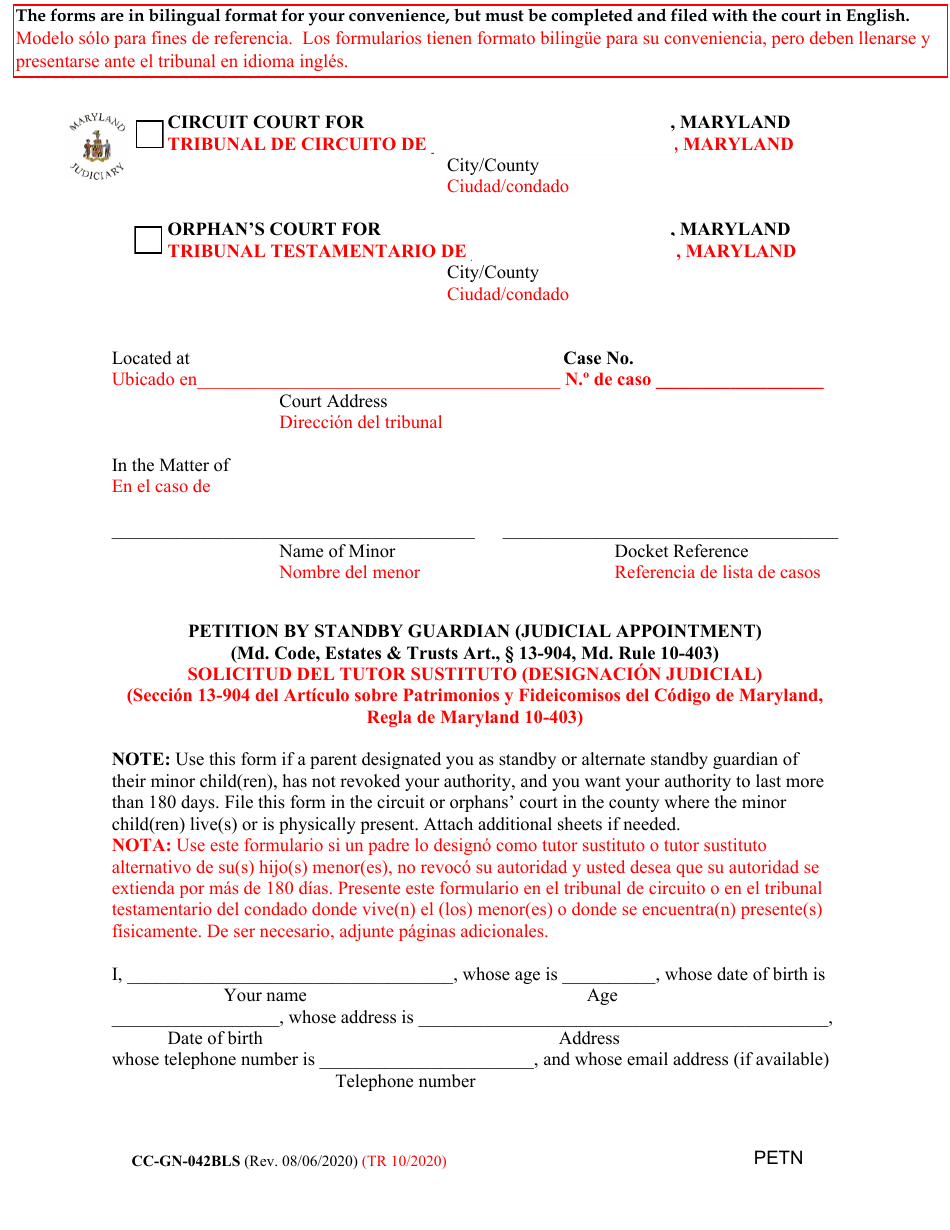 Form CCGN042BLS Fill Out, Sign Online and Download Fillable PDF