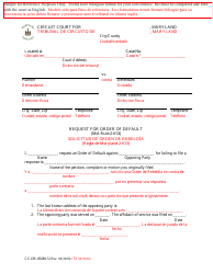 Document preview: Form CC-DR-054BLS Request for Order of Default - Maryland (English/Spanish)