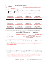 Form DR7 Petition/Motion to Modify Custody/Visitation - Maryland (English/Spanish), Page 2