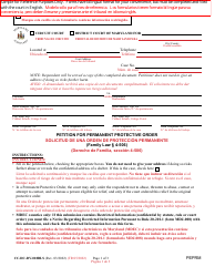 Document preview: Form CC-DC-DV-018BLS Petition for Permanent Protective Order - Maryland (English/Spanish)