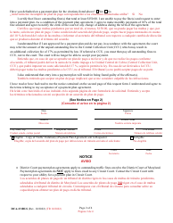 Form DCA-131BLS Request for Traffic Violation(S) Payment Plan - Maryland (English/Spanish), Page 2