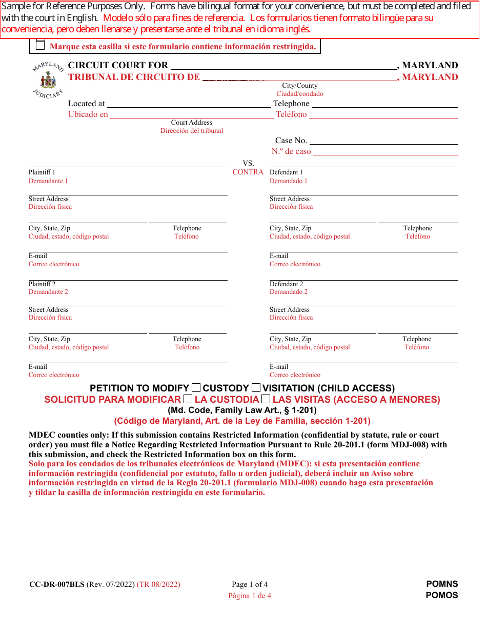 Form CC-DR-007BLS - Fill Out, Sign Online and Download Fillable PDF ...