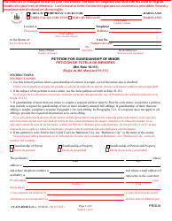 Document preview: Form CC-GN-001BLS Petition for Guardianship of Minor - Maryland (English/Spanish)
