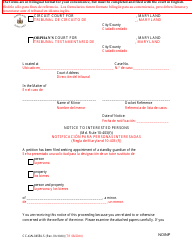 Document preview: Form CC-GN-045BLS Notice to Interested Persons - Maryland (English/Spanish)