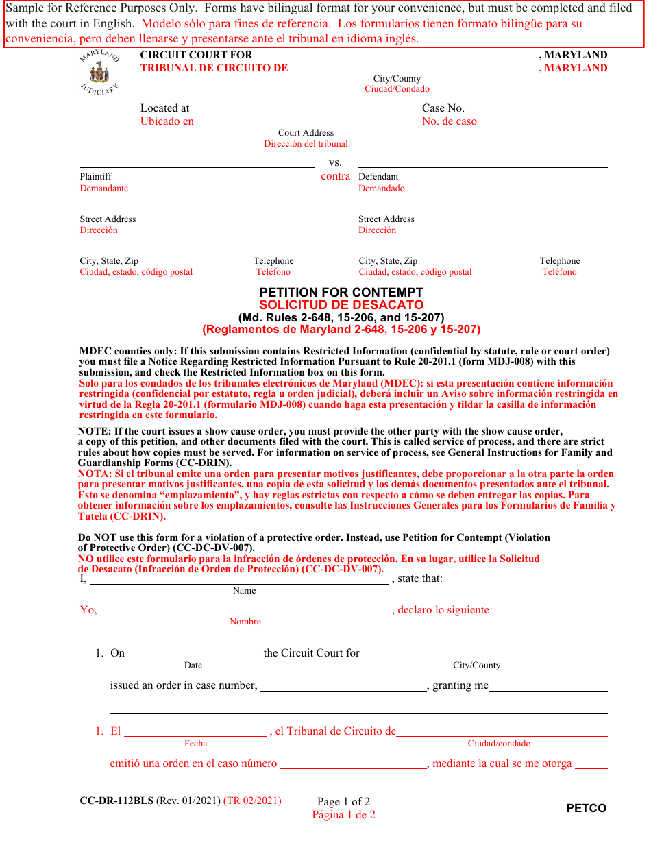 Form CC-DR-112BLS - Fill Out, Sign Online and Download Fillable PDF ...