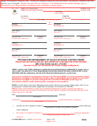 Document preview: Form CC-DR-078BLS Petition for Enforcement of an Out-of-State Custody Order - Maryland (English/Spanish)