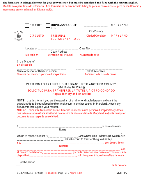 Form CC-GN-035BLS  Printable Pdf