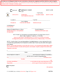 Document preview: Form CC-GN-036BLS Petition to Transfer Guardianship to Another State - Maryland (English/Spanish)