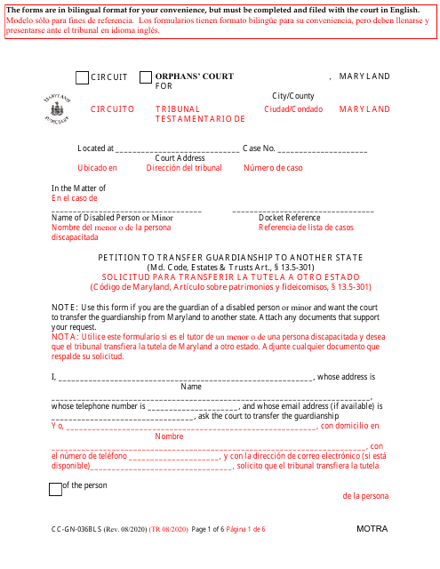 Form CC-GN-036BLS  Printable Pdf