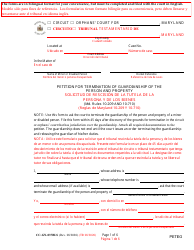 Document preview: Form CC-GN-037BLS Petition for Termination of Guardianship of the Person and Property - Maryland (English/Spanish)