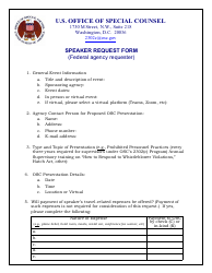 Document preview: Speaker Request Form (Federal Agency Requester)
