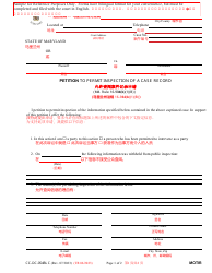 Document preview: Form CC-DC-054BLC Petition to Permit Inspection of a Case Record - Maryland (English/Chinese)
