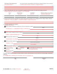 Form DC-PO-001BLC Petition for Peace Order - Maryland (English/Chinese), Page 2