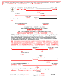 Form CC-GN-048BLC Request for Expedited Hearing in Connection With Medical Treatment - Maryland (English/Chinese)