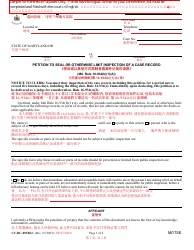 Document preview: Form CC-DC-053BLC Petition to Seal or Otherwise Limit Inspection of a Case Record - Maryland (English/Chinese)