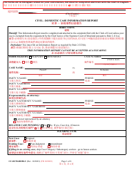 Form CC-DCM-001BLC Civil - Domestic Case Information Report - Maryland (English/Chinese)