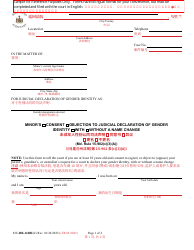 Document preview: Form CC-DR-124BLC Minor's Consent/Objection to Judicial Declaration of Gender Identity With/Without a Name Change - Maryland (English/Chinese)