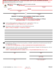 Form CC-DC-PO-021BLC Request to Withold My Address From Public Access - Maryland (English/Chinese)